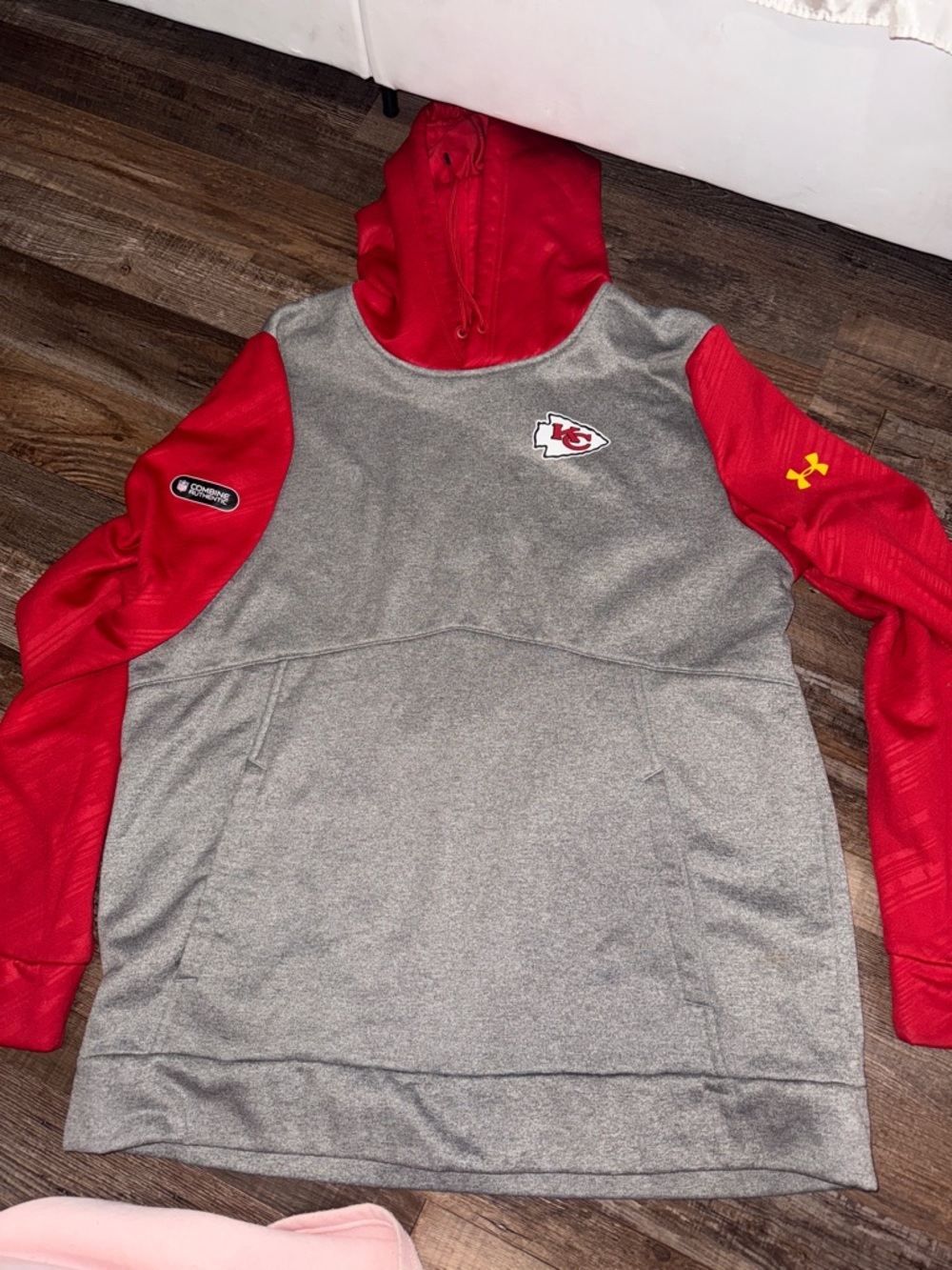 Under Armour Gray and Red Kansas City Chiefs Pullover Hoodie
